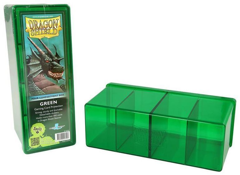 Коробочка пластиковая Dragon Shield с 4 секциями зелёная 